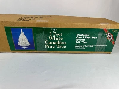 Vintage Holiday Seasons 3 Ft White Canadian Pine Christmas Tree 232 Tips in Box - Image 1 of 4