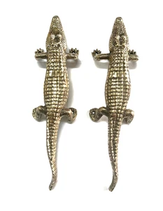 2 manijas de puerta básicas rústicas hechas a mano COCODRILO 12" latón pesado cocodrilo - Imagen 1 de 17