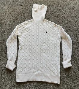 Maglione sportivo VINTAGE Ralph Lauren grande panna maglia cavo pescatore pony - Foto 1 di 5