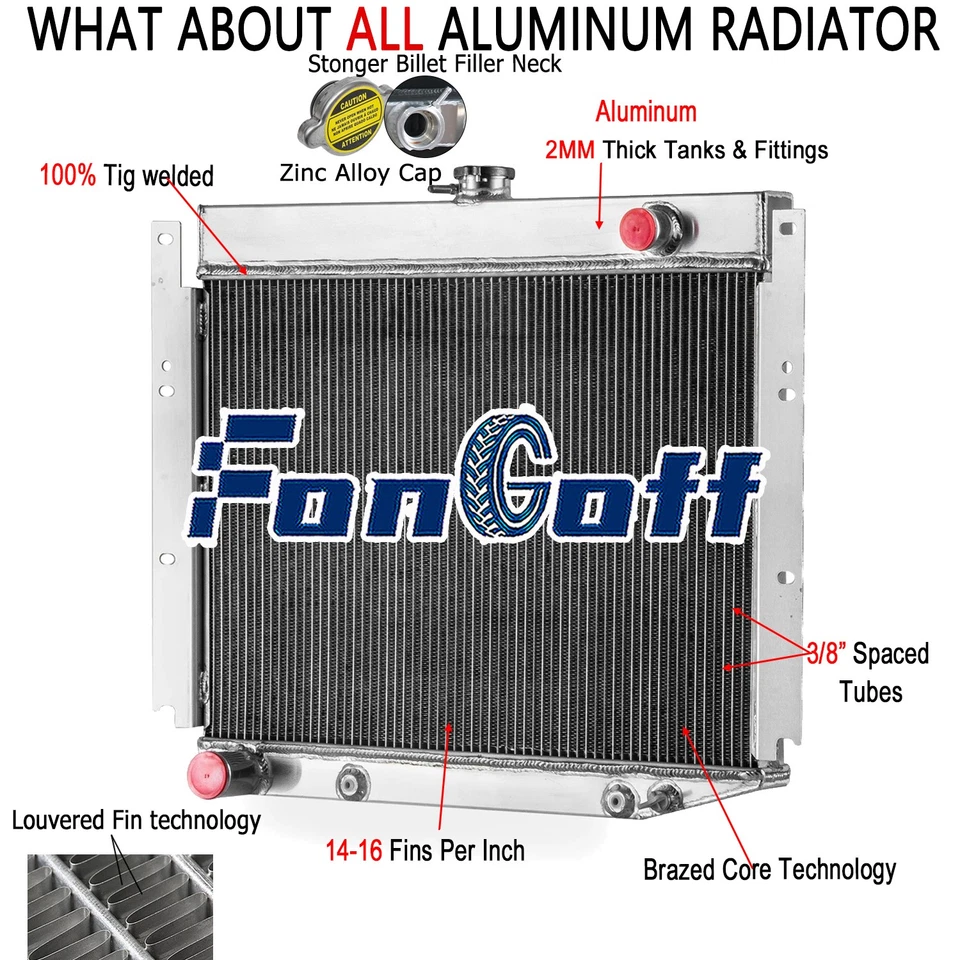 Fit 1969-1971 70 Dodge D100 D200 D300 W100 W200 W300 Pickup 6.3L 4-Row Radiator Foto 1 de 4