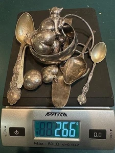 Lote mixto de joyas y cucharas de plata de ley con peso 266 gramos - Imagen 1 de 3