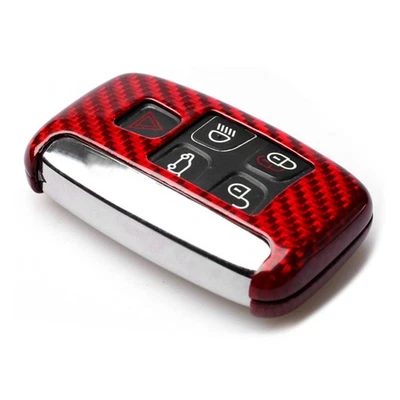 Carbon Fiber Auto Remote Key Case Fob Shell Cover FIT Land Rover Jaguar Red - Image 1 of 4