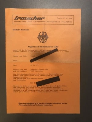 GM Irmscher Heckspoiler Opel Manta B SR GT/E CC S GT/J 1980 Original Papiere - Bild 1 von 4