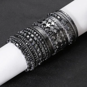 Weight Loss Hematite Beads Stretch Bracelet Anti-Fatigue Healing Bangle Jewelry - Picture 1 of 27