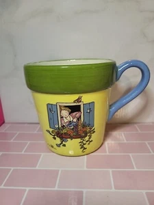 Mary Engelbreit Mug Planter  Teleflora Bird Flower Yellow Multicolor 1999 -Bx18 - Picture 1 of 3
