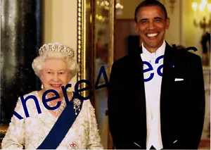 Queen Elizabeth Photo 8x10 President Barack Obama Political London England - Picture 1 of 1