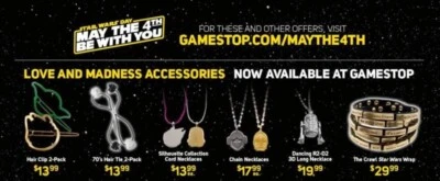 JOYERÍA STAR WARS COLLAR/PENDIENTES/PULSERAS/CORBATAS PARA EL CABELLO CON LICENCIA OFICIAL Foto 1 de 4