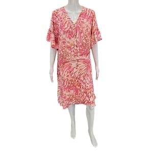 Isaac Mizrahi Live Womens Everyday Trendy Printed V-Neck Crepe Dress Large Size - Picture 1 of 11