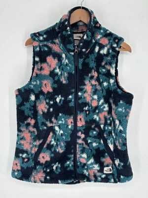 THE NORTH FACE Vest Womens Sz L Blue Sherpa Fleece Floral CAMPSHIRE 2.0 B7 - Image 1 of 4