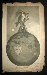 Feuillet de titre de l'Atlas de Frédérik De Wit, à Amsterdam en 1690 mappemonde - Imagen 1 de 3