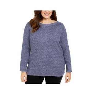 Karen Scott Womens Plus 2X Dark Lilac Long Sleeve Round Neck Sweater NWT T59 - Picture 1 of 4