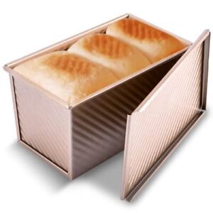 KITESSENSU Pullman Loaf Pan with Lid, 1 lb Dough Capacity Non-Stick Bakeware