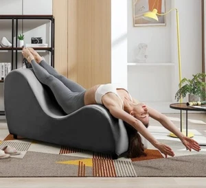 Sex Chair Yoga Chaise Lounge Armless Curved Adult Lounger Velvet Stretch Gray - Picture 1 of 18