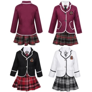 Girls British Japanese School Uniform Anime Costume Blazer Shirt Skirt Tie Sets - Picture 1 of 50