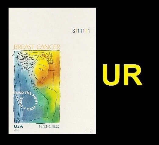 US B5a Breast Cancer imperf NDC plate single UR MNH 2014 - Image 1 of 1