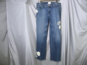 White House Black Market Embroidered Floral Jeans Size 10 Boho Chic Hippie 90s - Picture 1 of 8