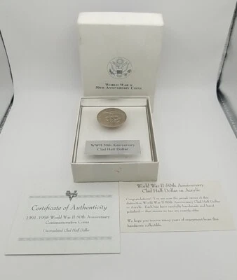 50th Anniversary World War II Half Dollar Coin In Acrylic #0679 - Image 1 of 4