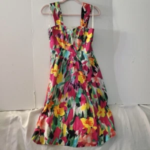 Suzi Chin For Maggy Boutique Beautiful Bright Floral A-Line Dress Womens Size 2 - Picture 1 of 20