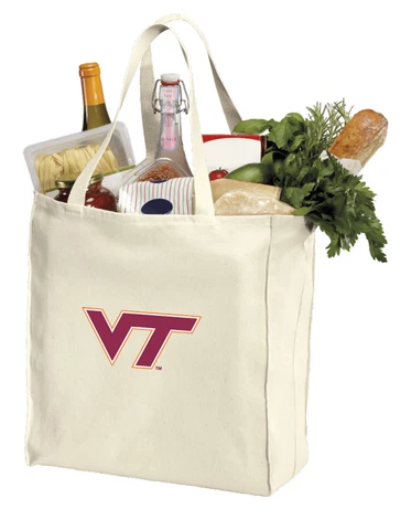Virginia Tech Grocery Bag Shopping HOKIES SHOPPER BAGS COTTON CANVAS! Cover