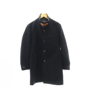 UNITED ARROWS STAND COLLAR WOOL COAT OUTERWEAR L DARK BLUE NAVY DF Used 080a65f8 - Picture 1 of 8