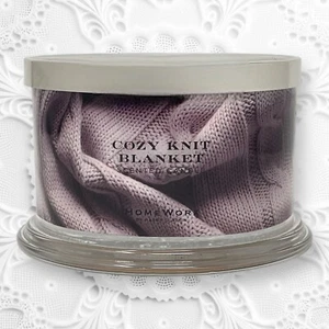 HomeWorx Slatkin COZY KNIT BLANKET 4 wick 18 oz candle cashmere amber sandalwood - Picture 1 of 4