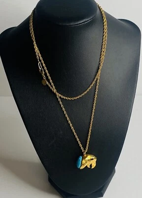 Collar Alexis Bittar Dije Loro Con Piedra Azul Tono Dorado  Foto 1 de 4