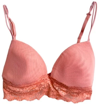 Cosabella Never Say Never Soft Padded Bra Lace Trim Spaghetti Strap Peach Pink S - Image 1 of 4