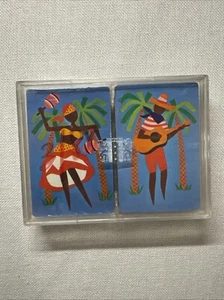 Complete & Part Sealed Caribbean People Dancing Palm Trees Swap Playing Art Deco - Picture 1 of 5
