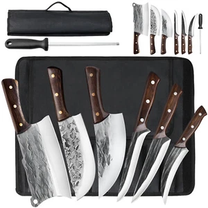 Professional Handmade HAND FORGED DAMASCUS STEEL CHEF KNIFE Set Kitchen Knives - Picture 1 of 10