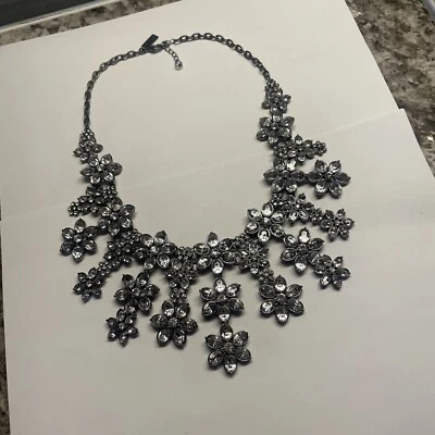 Collar Babero Articulado Declaración Pasarela Estrás Firmado The Limited Flores Foto 1 de 4