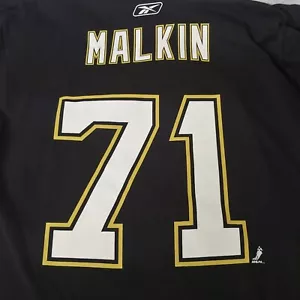 Pittsburgh Penguins NHL Reebok Evgeni Malkin Shirt Medium Black Hockey #71 NEW - Picture 1 of 7