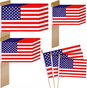 150 Pack Small American Flags on Sticks, Mini American Flags 8 X 12" 5 X 8" 4 X - Picture 1 of 7