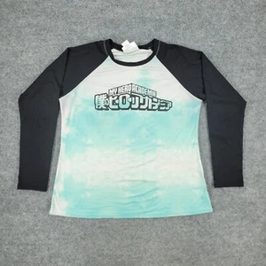 My Hero Academia Shirt Girl's XL White Green Anime Graphic Crew Neck Long Sleeve - Picture 1 of 14