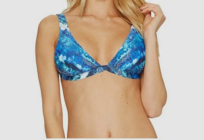 $55 Lucky Brand Mujer Azul Estampado Reversible Bikini Top Traje de Baño Talla S Foto 1 de 1