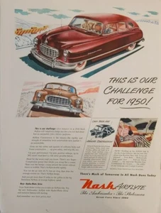 Anuncio impreso de Nash Airflyte 1950 Coche rojo. Post Segunda Guerra Mundial. - Imagen 1 de 1