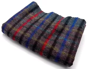 100% Wool Tweed Fabric Red Blue Check Remnant Cushion Patchwork 3.0m x 30cm 350g - Picture 1 of 4