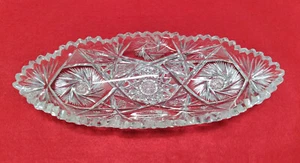 Vintage Large American Brilliant Cut Glass Boat Shaped Celery Serving Dish Tray - Picture 1 of 12