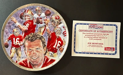1990 Sports Impressions Ltd. Joe Montana Plate w/COA Platinum Edt. SF 49ers NFL! - Image 1 of 4