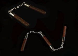 Bastón de tres secciones de sándalo Kungfu Nunchaku 1/12 para cuerpo de figura de acción de 6" - Imagen 1 de 6