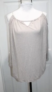NWT Michael Stars Cold Shoulder T-Shirt Women's One Size Brooklyn Jersey Beige - Picture 1 of 5
