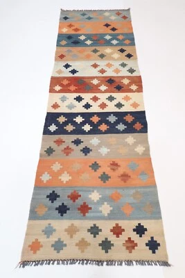 8 ft Hallway Tribal Runner kilim Afghan Hand Knotted Wool Bedroom kilim - Image 1 of 4
