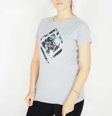 Camiseta de mujer Jack Wolfskin cuello redondo 1806931 gris claro gráfico manga corta Foto 1 de 4