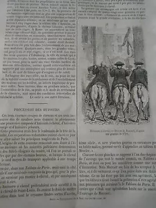 Procession des Huissiers à Cheval Gravure Old Print 1872 - Picture 1 of 1