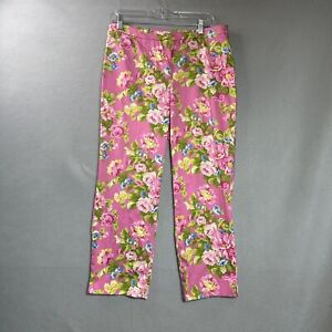 Jones NY Pants Womens 12 Pink Floral Stretch Vintage Cottagecore Romantic 32x26