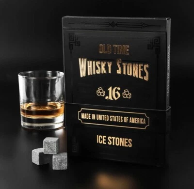 Whiskey Ice Stones Reusable Cooler Cubes Scotch Whisky Rocks Pouch 16 PC - Image 1 of 4