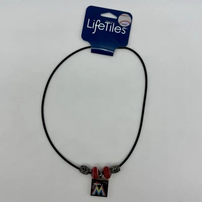 MLB Miami Marlins Life Tiles Stretchable Necklace Approximately 17.5” - Image 1 of 4
