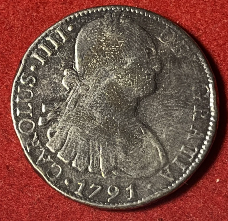 Mexico 8 Reales 1791 Mo FM Silver Coin KM#109 T8120 - Image 1 of 2