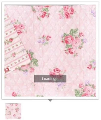 FABRIC TRADITIONS Double Faced / Sided Quilts with Batting and Stitching Pink Floral Flowers Fabri
