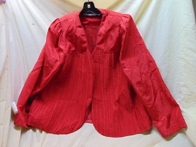 Chaqueta de fiesta para mujer talla 16W roja texturizada "arruga" satinada de Jo Hanna York Foto 1 de 4