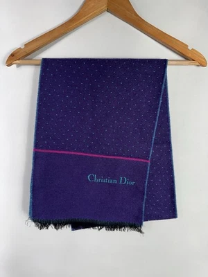 Christian Dior Monsieur Men's One Size Purple Green 100% Wool Scarf - Image 1 of 4